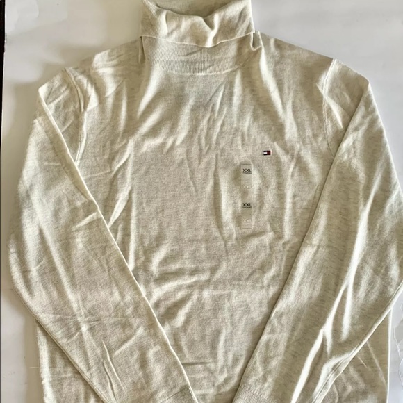 Tommy Hilfiger Mens Off white Merino Wool Blend Turtleneck Sweater 2XL - Picture 2 of 8